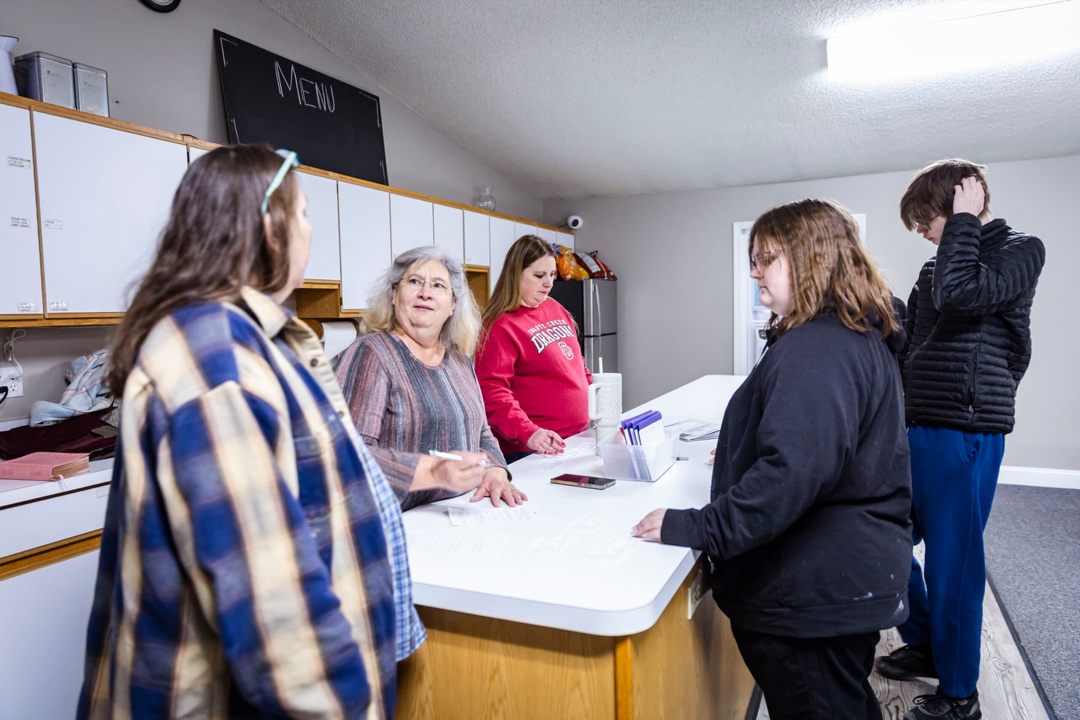 Fellowship around the coffee and snack counter