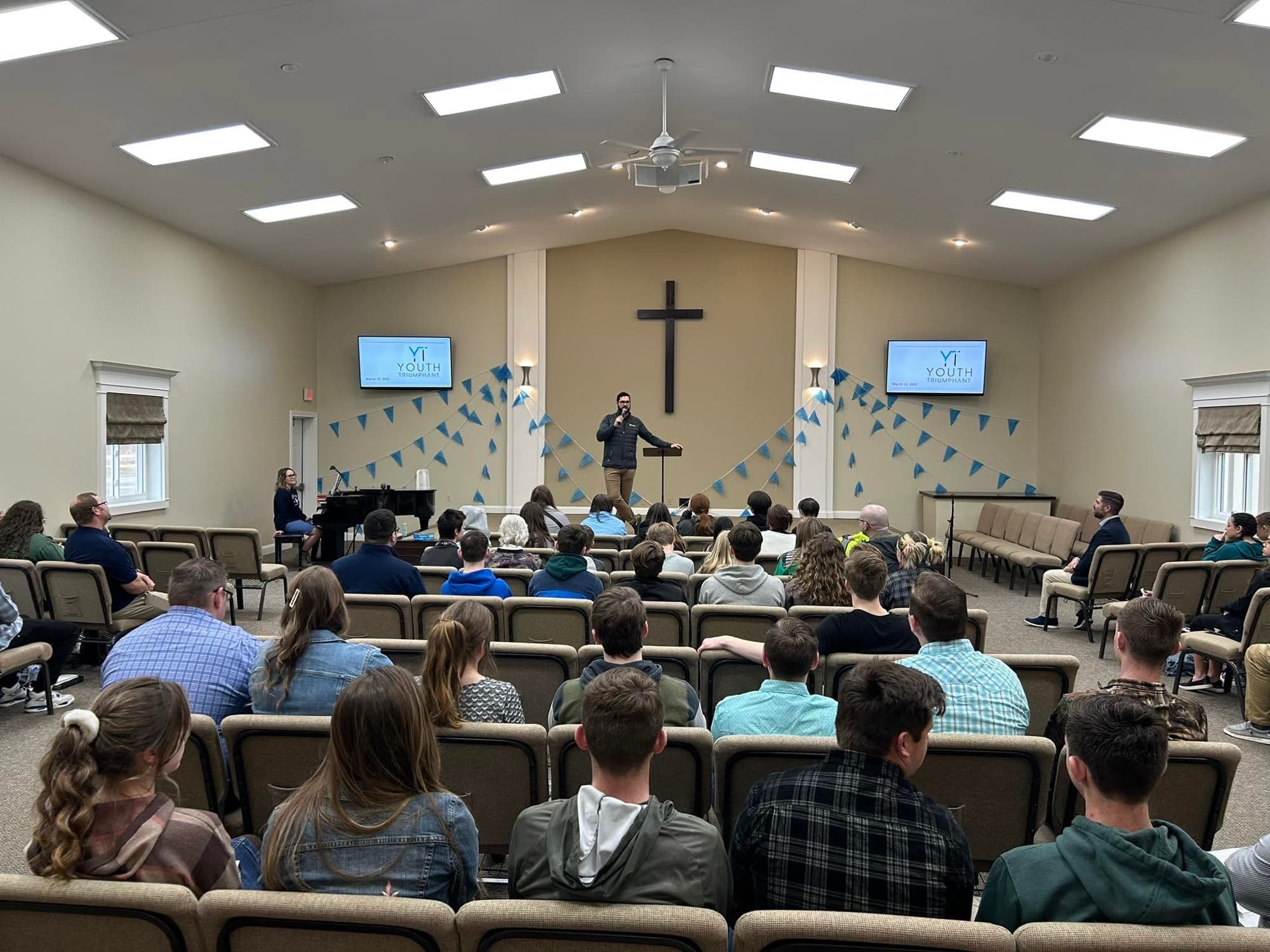 A message being preached during a youth service